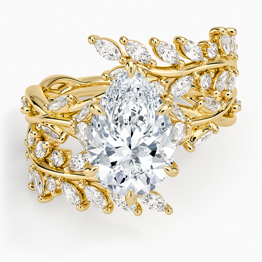 Secret Garden Wrap Diamond Ring Yellow Gold 18k Pear Engagement Ring