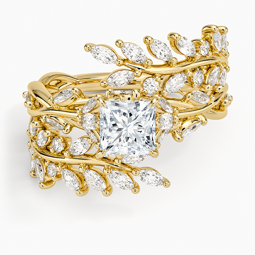 Secret Garden Wrap Diamond Ring Yellow Gold 18k Princess Engagement Ring