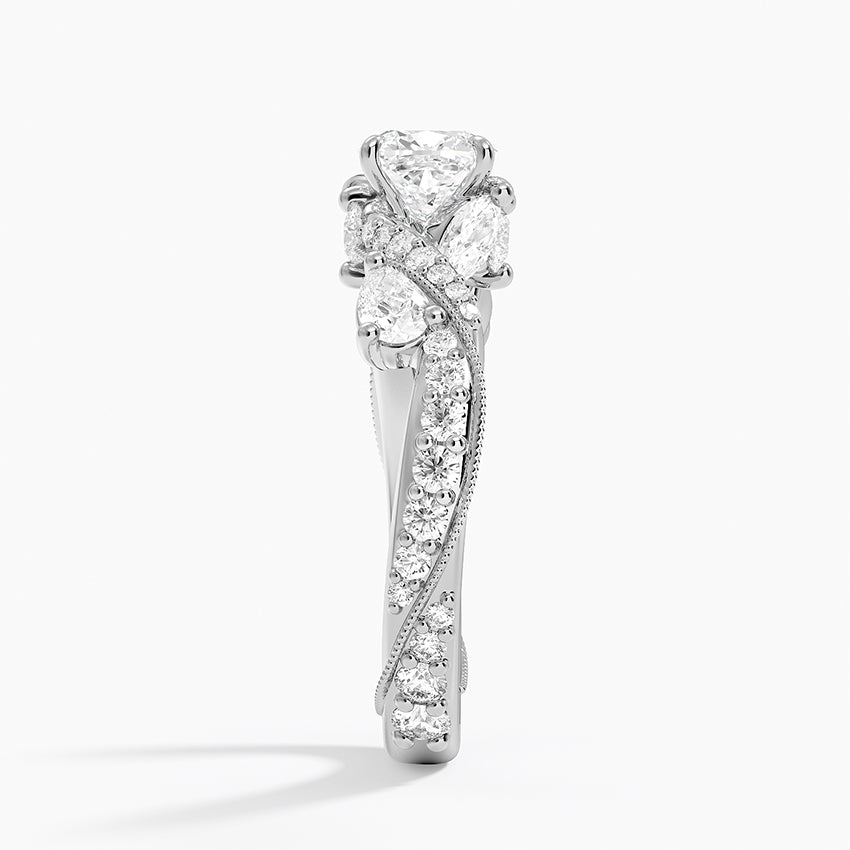 Grand Camellia Diamond Ring Platinum Cushion Engagement Ring