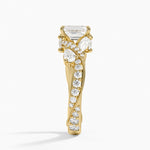 Grand Camellia Diamond Ring Yellow Gold 18k Emerald Engagement Ring