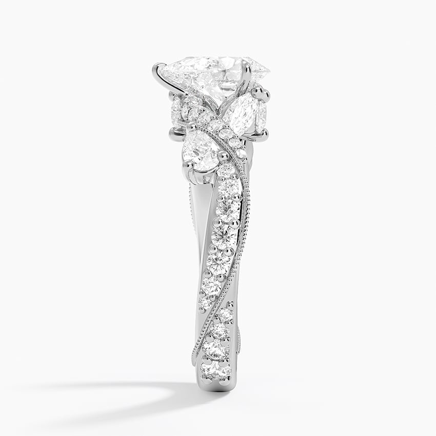 Grand Camellia Diamond Ring Platinum Pear Engagement Ring
