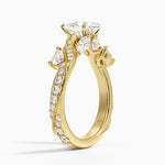 Grand Camellia Diamond Ring Yellow Gold 18k Pear Engagement Ring