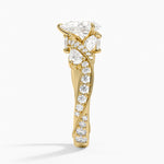 Grand Camellia Diamond Ring Yellow Gold 18k Pear Engagement Ring
