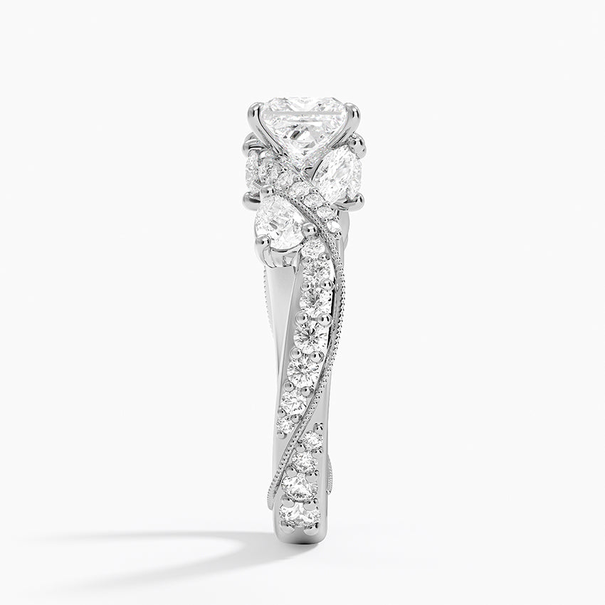 Grand Camellia Diamond Ring Platinum Princess Engagement Ring