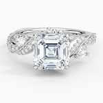 Grand Camellia Diamond Ring Platinum Asscher Engagement Ring