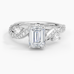 Grand Camellia Diamond Ring Platinum Emerald Engagement Ring