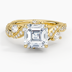 Grand Camellia Diamond Ring Yellow Gold 18k Asscher Engagement Ring