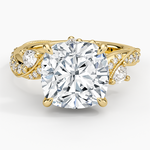 Grand Camellia Diamond Ring Yellow Gold 18k Cushion Engagement Ring