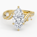 Grand Camellia Diamond Ring Yellow Gold 18k Marquise Engagement Ring