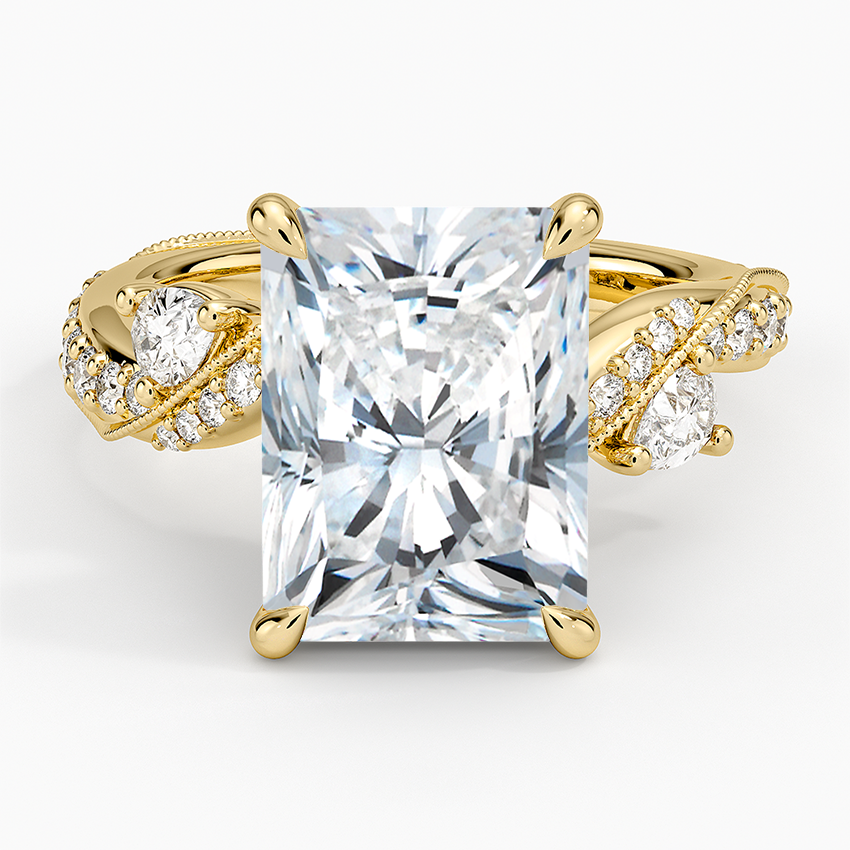Grand Camellia Diamond Ring Yellow Gold 18k Radiant Engagement Ring