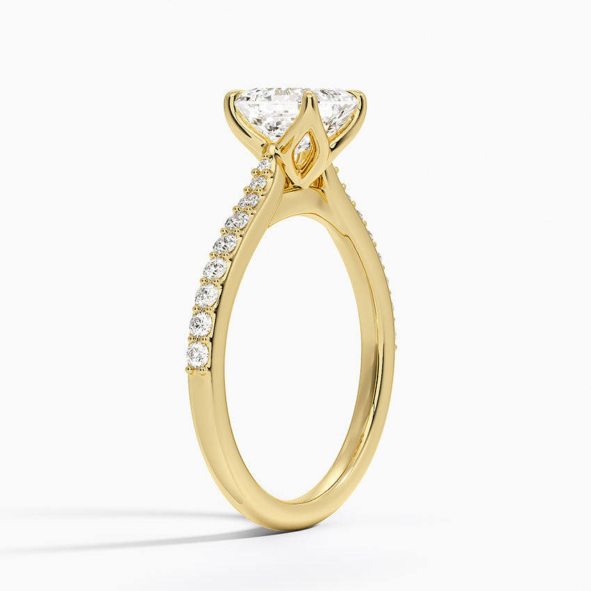 Elodie Cathedral Diamond Ring Yellow Gold 18k Asscher Engagement Ring