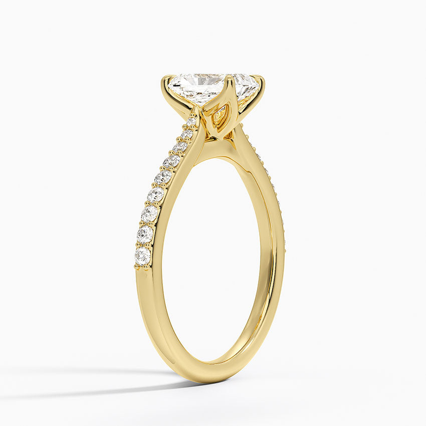 Elodie Cathedral Diamond Ring Yellow Gold 18k Radiant Engagement Ring