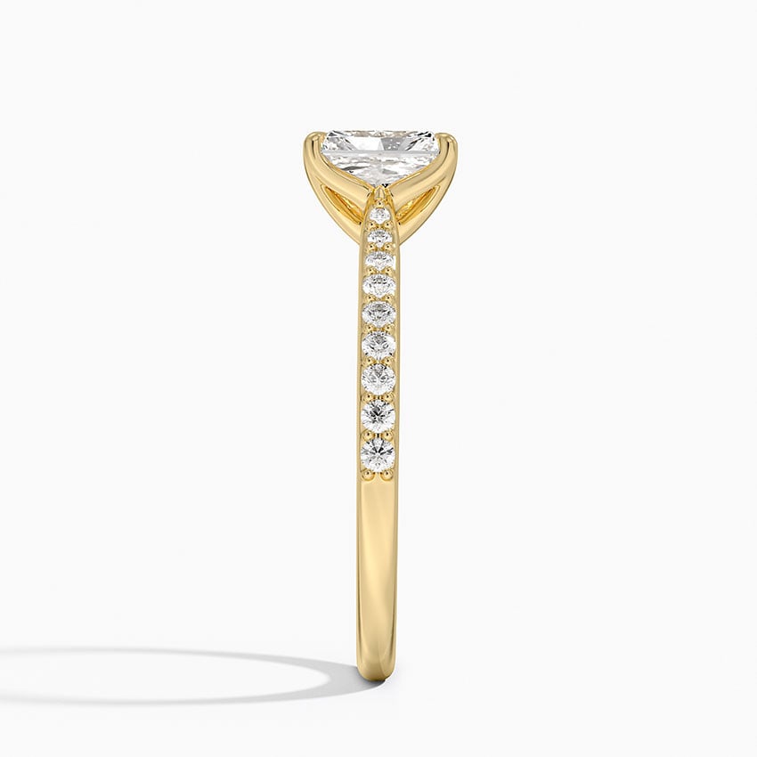 Elodie Cathedral Diamond Ring Yellow Gold 18k Radiant Engagement Ring