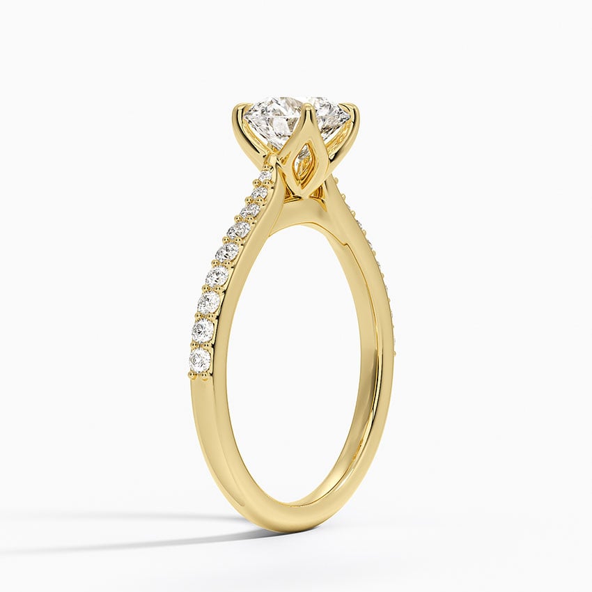 Elodie Cathedral Diamond Ring Yellow Gold 18k Round Engagement Ring