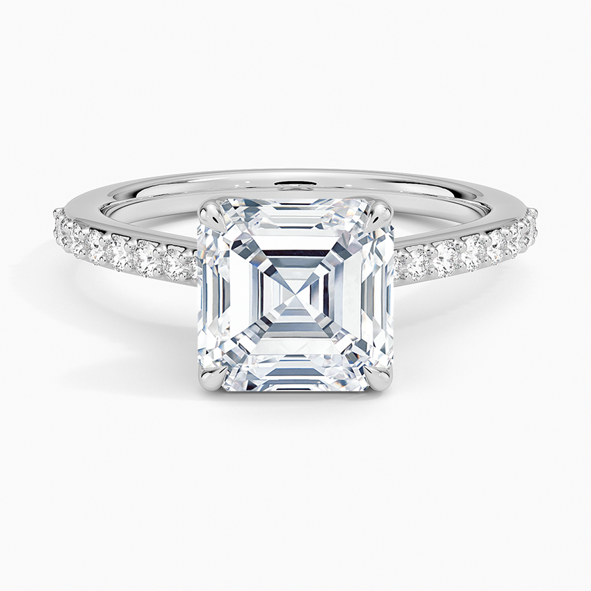 Elodie Cathedral Diamond Ring Platinum Asscher Engagement Ring