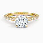Elodie Cathedral Diamond Ring Yellow Gold 18k Cushion Engagement Ring