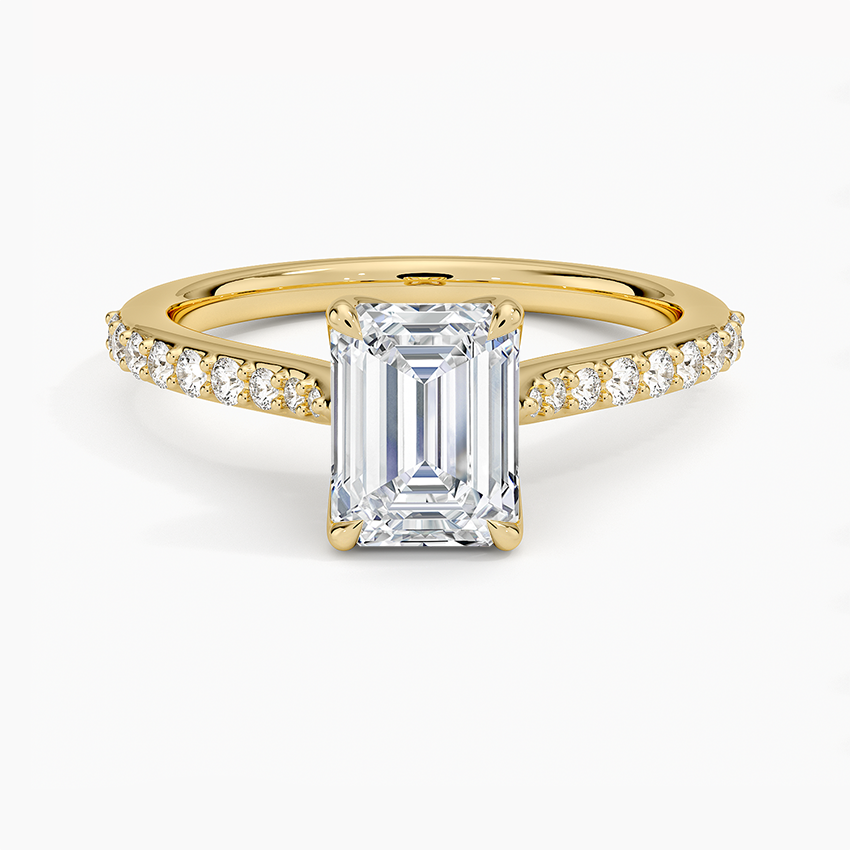Elodie Cathedral Diamond Ring Yellow Gold 18k Emerald Engagement Ring