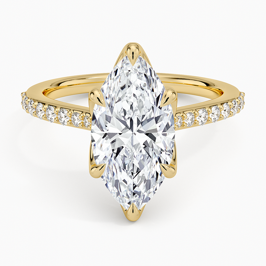 Elodie Cathedral Diamond Ring Yellow Gold 18k Marquise Engagement Ring