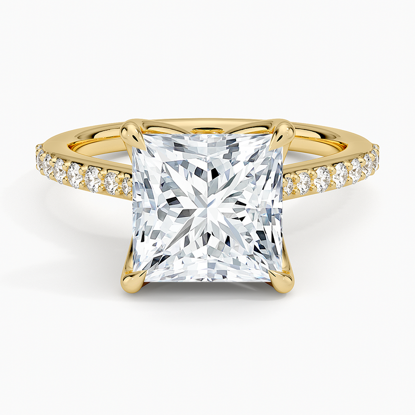 Elodie Cathedral Diamond Ring Yellow Gold 18k Princess Engagement Ring