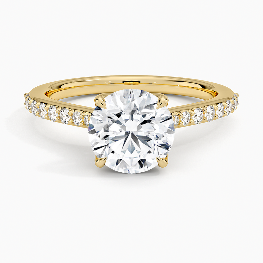 Elodie Cathedral Diamond Ring Yellow Gold 18k Round Engagement Ring