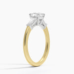 Mixed Metal Symphony Three Stone Diamond Ring Yellow Gold 18k Cushion Engagement Ring