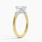 Mixed Metal Symphony Three Stone Diamond Ring Yellow Gold 18k Emerald Engagement Ring