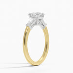 Mixed Metal Symphony Three Stone Diamond Ring Yellow Gold 18k Round Engagement Ring