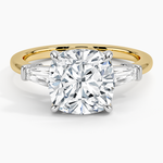 Mixed Metal Symphony Three Stone Diamond Ring White Gold 18k Cushion Engagement Ring