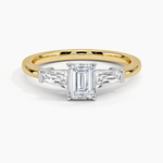 Mixed Metal Symphony Three Stone Diamond Ring White Gold 18k Emerald Engagement Ring