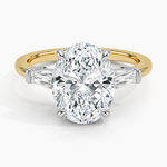 Mixed Metal Symphony Three Stone Diamond Ring White Gold 18k Oval Engagement Ring