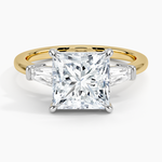 Mixed Metal Symphony Three Stone Diamond Ring White Gold 18k Princess Engagement Ring