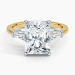 Mixed Metal Symphony Three Stone Diamond Ring White Gold 18k Radiant Engagement Ring