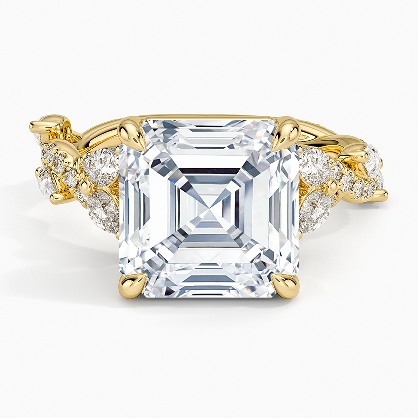 Vintage Secret Garden Diamond Ring (2/3 ct. tw.) Yellow Gold 18k Asscher Engagement Ring