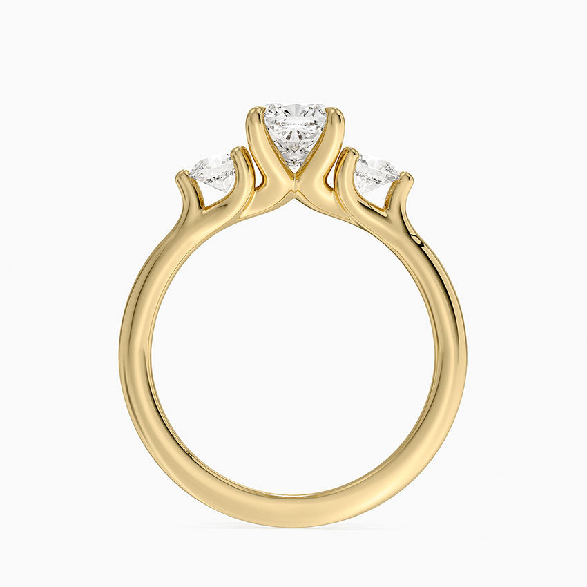 Freesia Three Stone Diamond Ring (1/3 ct. tw.) Yellow Gold 18k Cushion Engagement Ring