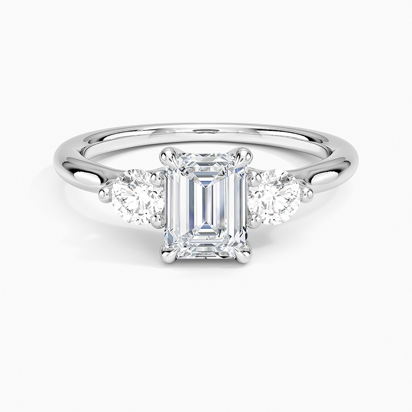 Freesia Three Stone Diamond Ring (1/3 ct. tw.) Platinum Emerald Engagement Ring