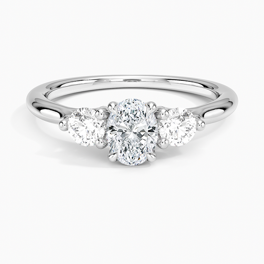 Freesia Three Stone Diamond Ring (1/3 ct. tw.) Platinum Oval Engagement Ring