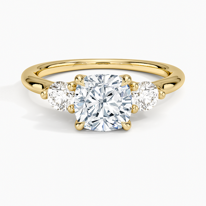 Freesia Three Stone Diamond Ring (1/3 ct. tw.) Yellow Gold 18k Cushion Engagement Ring
