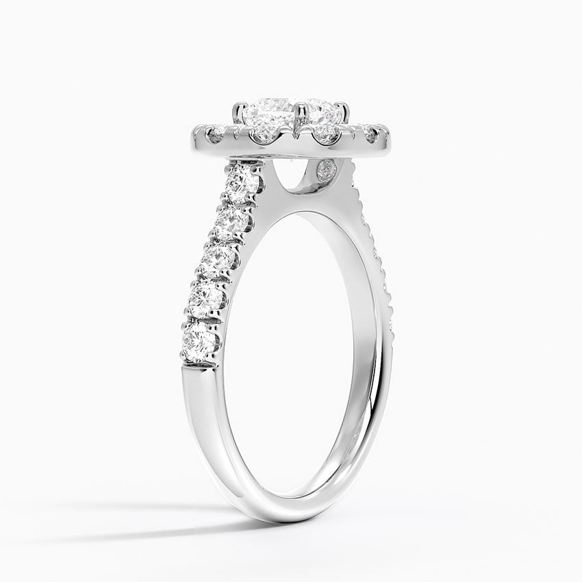 Adele Halo Diamond Ring Platinum Cushion Engagement Ring