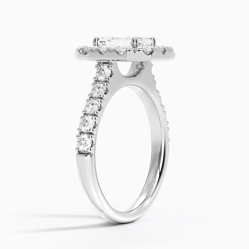 Adele Halo Diamond Ring Platinum Emerald Engagement Ring