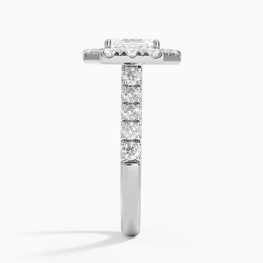 Adele Halo Diamond Ring Platinum Emerald Engagement Ring