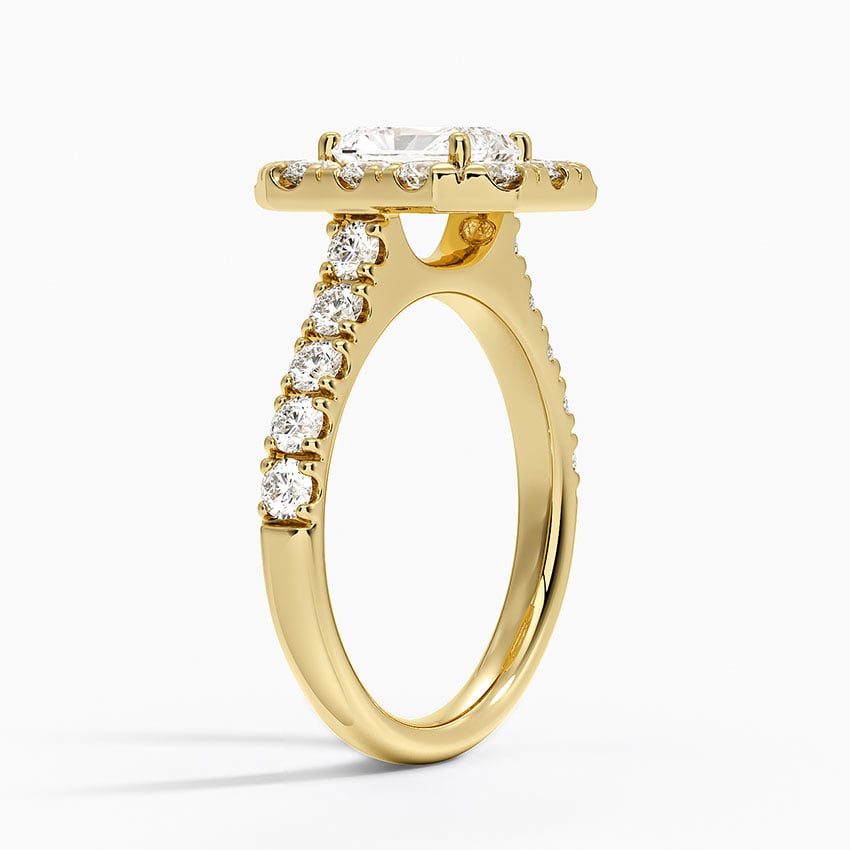 Adele Halo Diamond Ring Yellow Gold 18k Radiant Engagement Ring
