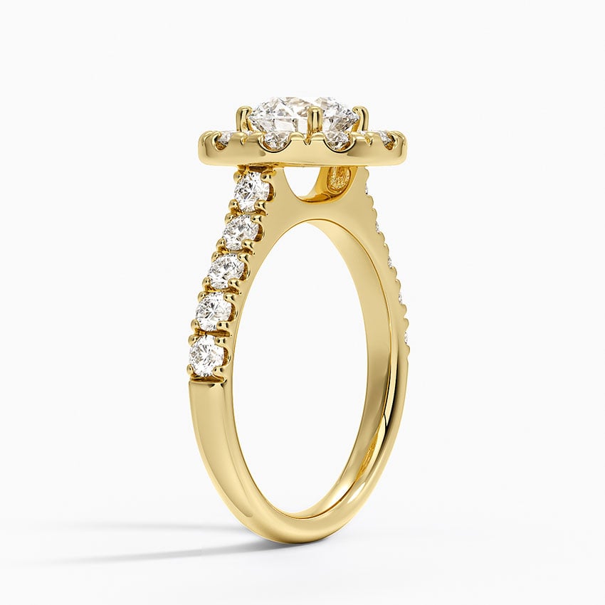Adele Halo Diamond Ring Yellow Gold 18k Round Engagement Ring