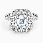 Adele Halo Diamond Ring Platinum Asscher Engagement Ring