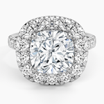 Adele Halo Diamond Ring Platinum Cushion Engagement Ring