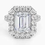 Adele Halo Diamond Ring Platinum Emerald Engagement Ring