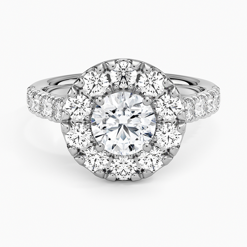 Adele Halo Diamond Ring Platinum Round Engagement Ring