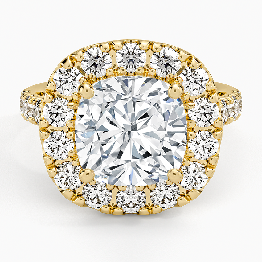 Adele Halo Diamond Ring Yellow Gold 18k Cushion Engagement Ring