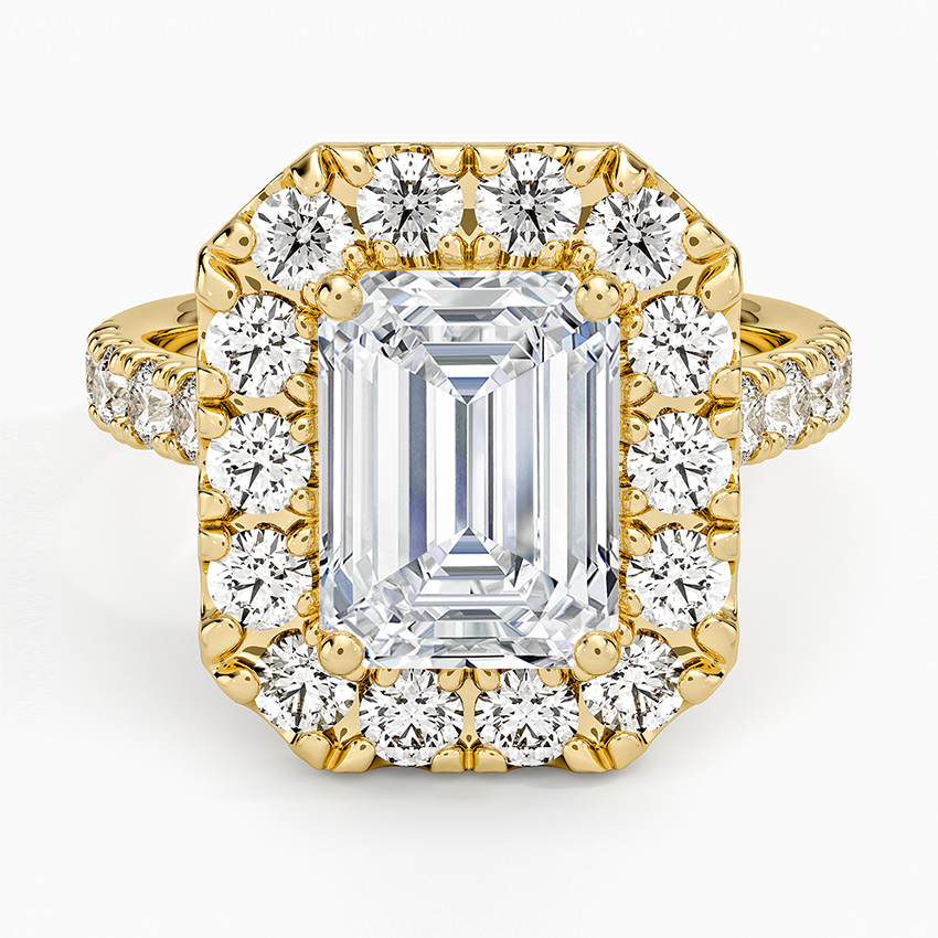 Adele Halo Diamond Ring Yellow Gold 18k Emerald Engagement Ring