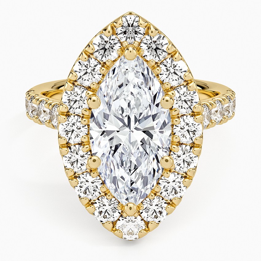 Adele Halo Diamond Ring Yellow Gold 18k Marquise Engagement Ring