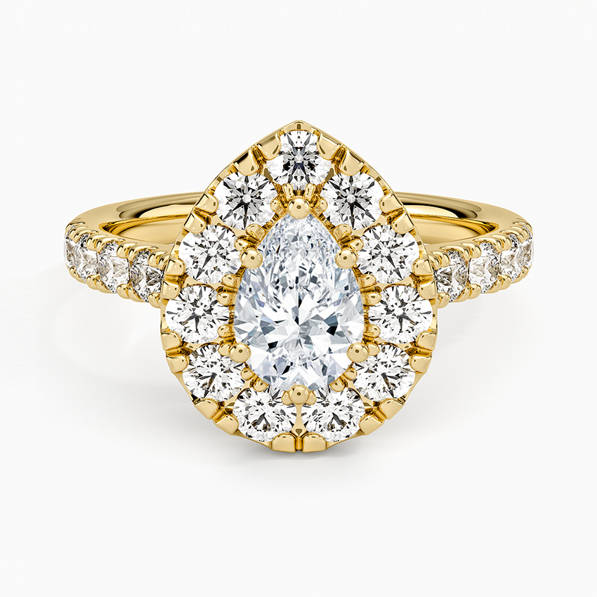 Adele Halo Diamond Ring Yellow Gold 18k Pear Engagement Ring